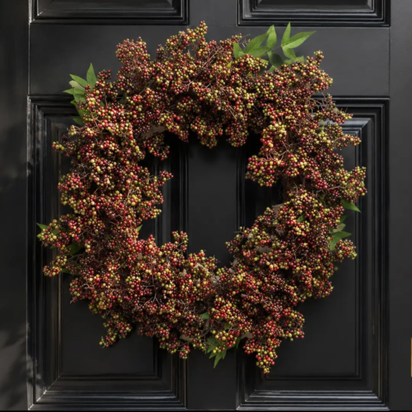 55cm Artificial Hanging Black Berry Wreath