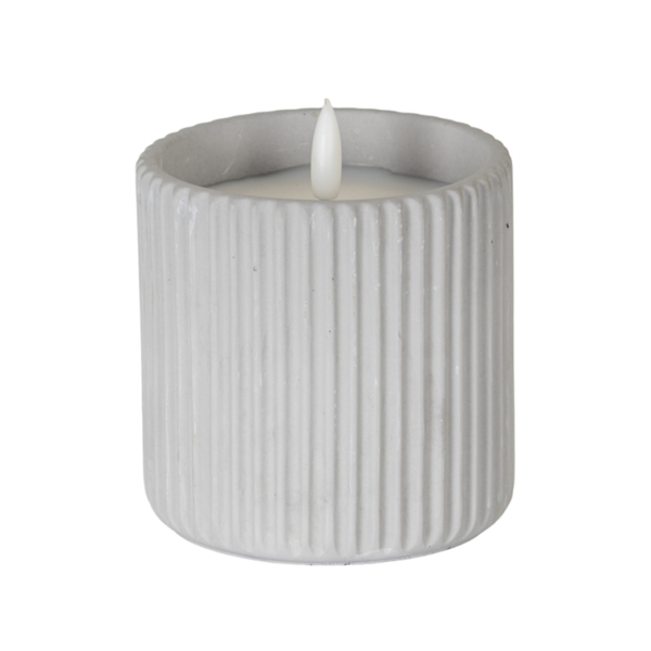 Luxe Collection Natural Glow Chalk Ribbed Large Led Candle