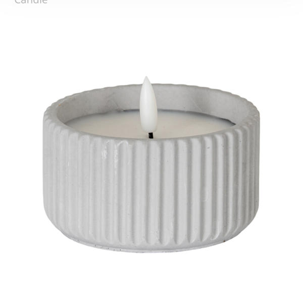 Luxe Collection Natural Glow Chalk Ribbed Small Led Candle