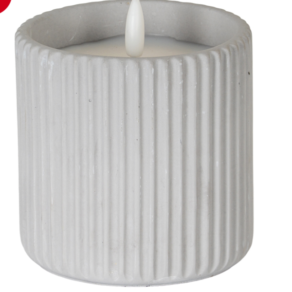 Luxe Collection Natural Glow Chalk Ribbed Large Led Candle