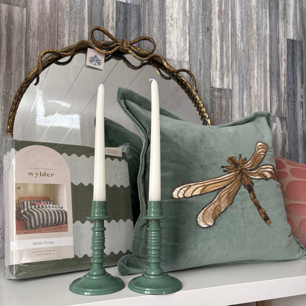 Teal Metal Candlesticks