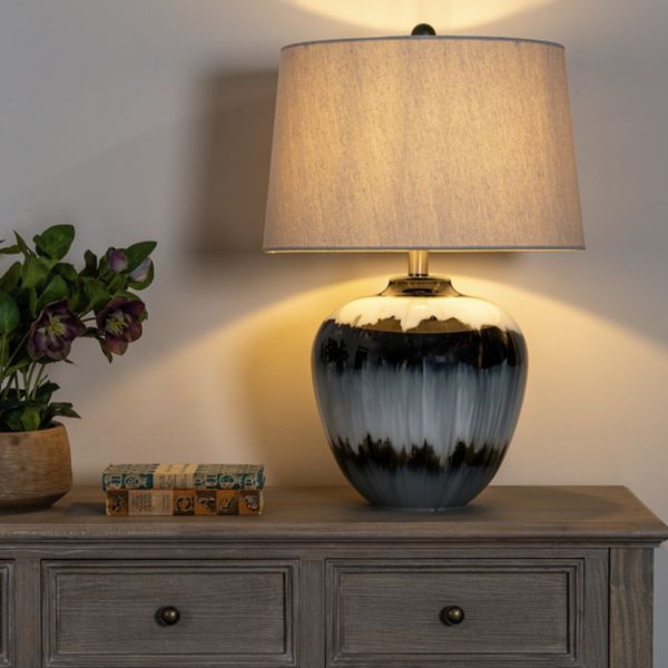 Midnight Shadows Table Lamp With Linen Shade