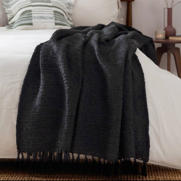 Candar Textured Boucle Throw Black