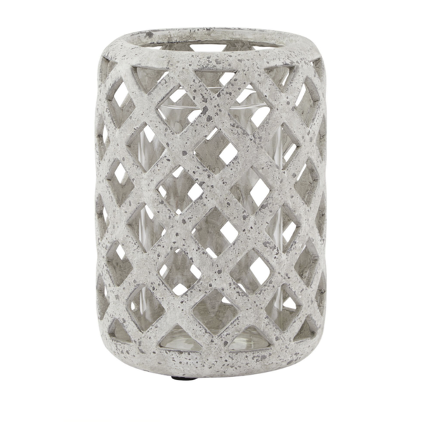 Grey Stone Effect Hurricane Lantern