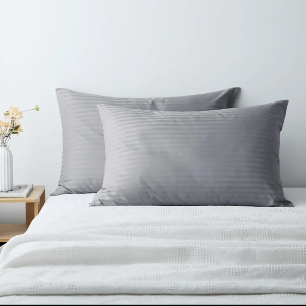 PILLOW CASES- satin stripe - silver