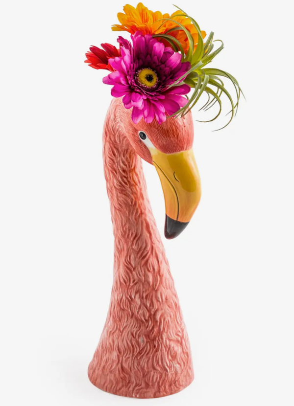 Large flamingo head vase