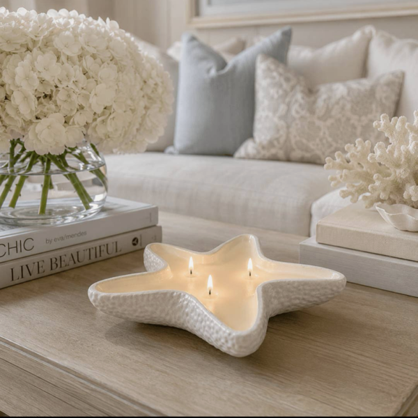 Althea white starfish candle