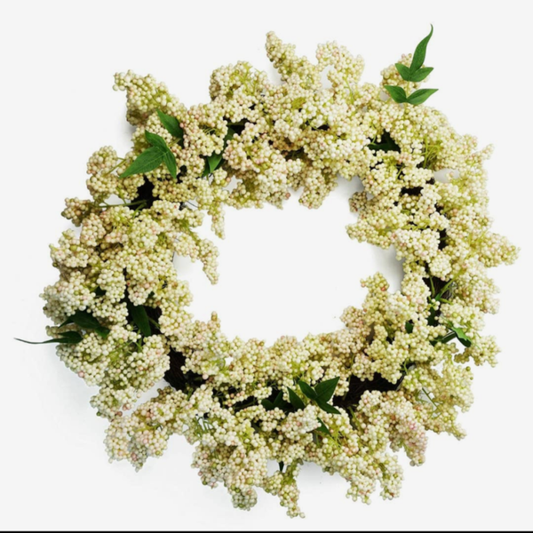 Artificial Hanging White Berry Wreath Botanik