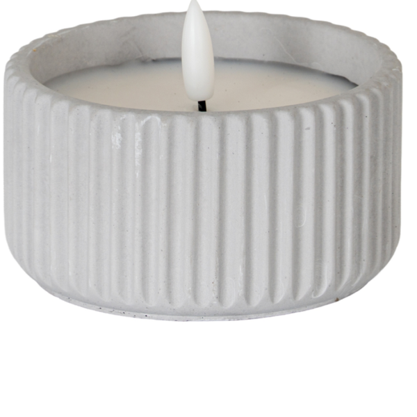 Luxe Collection Natural Glow Chalk Ribbed Small Led Candle