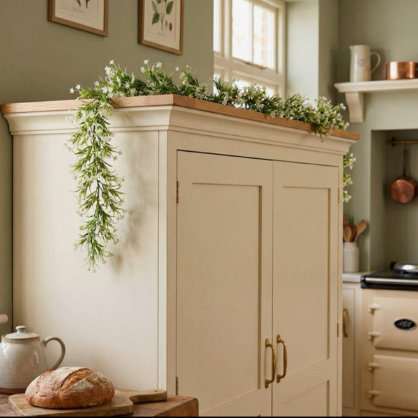 170cm Artificial White Flowering Greenery Garland Hanging Decoration