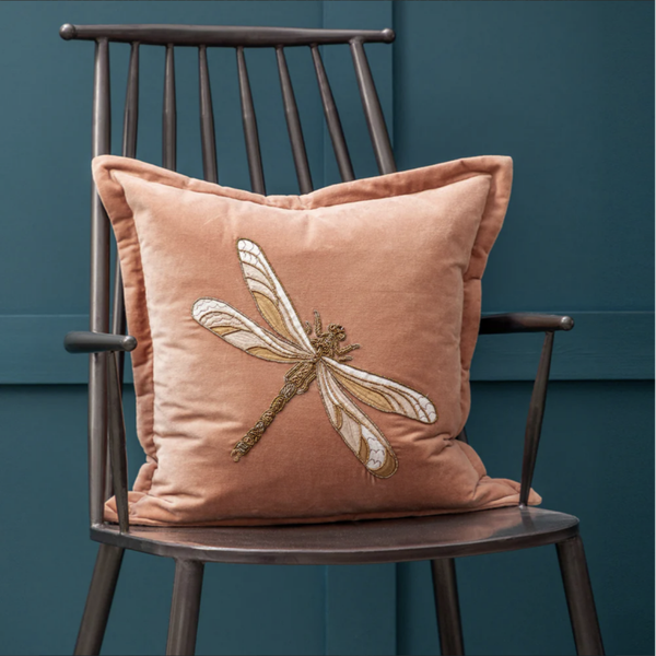 Aria Embroidered Cushion Pink