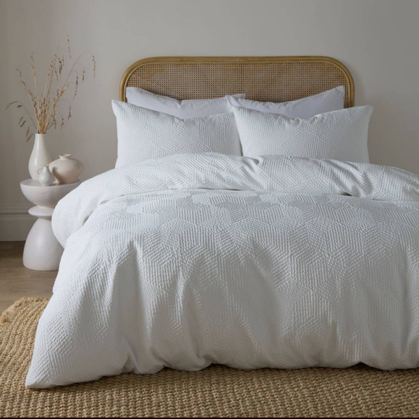 Embossed geo duvet cover set