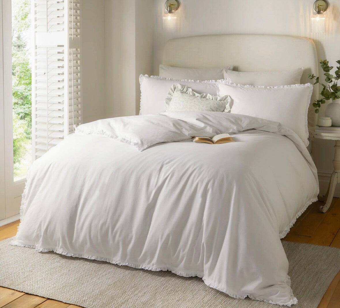 Tilly 100% Cotton Ruffle Duvet Cover Set White