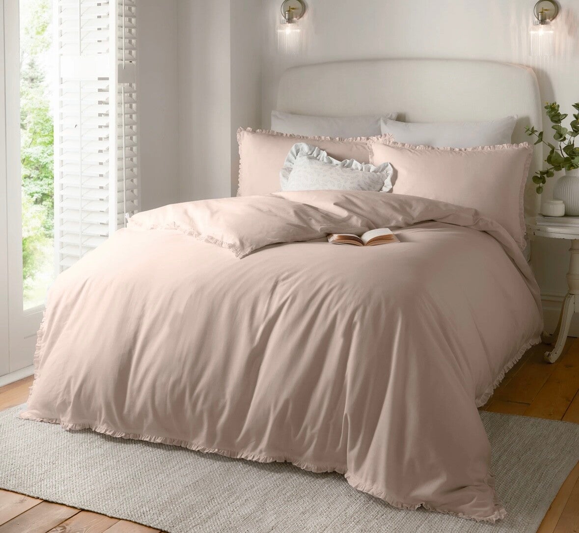 Tilly 100% Cotton Ruffle Duvet Cover Set Blush Pink