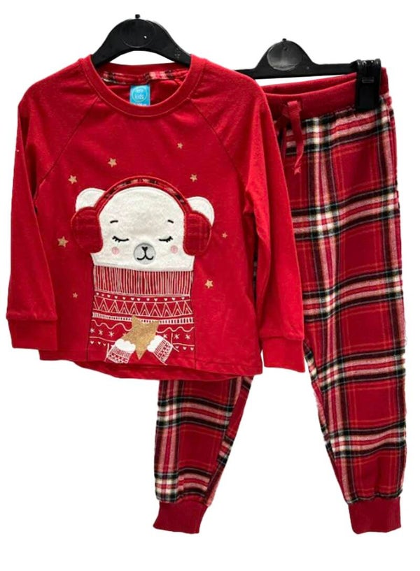 Little Kids Red Polar Bear Pyjamas.