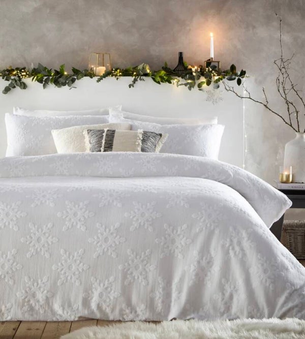 Snowflake Duvet Cover Set White