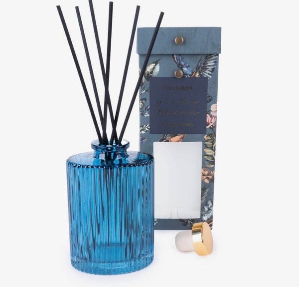 200ml Glass Ridged Reed Diffuser - Garden Bloom