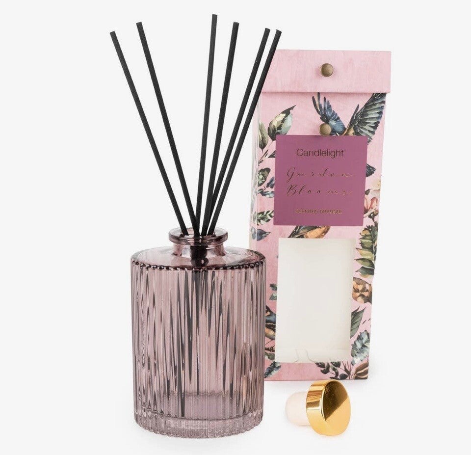 200ml Ridged Reed Diffuser - Glass Garden Plum