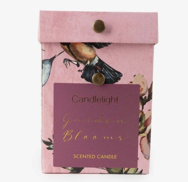 Small Ridged Glass Candle - Garden Blooms Plum