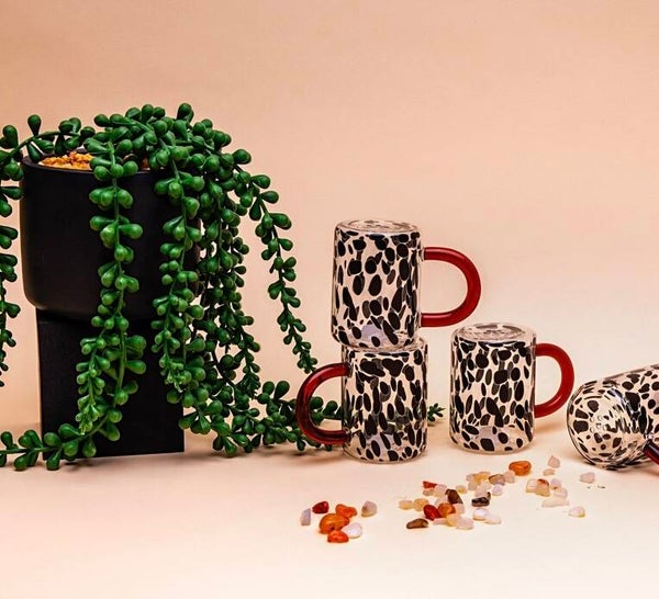 Glass Salt and Pepper Shaker : Black Spotty