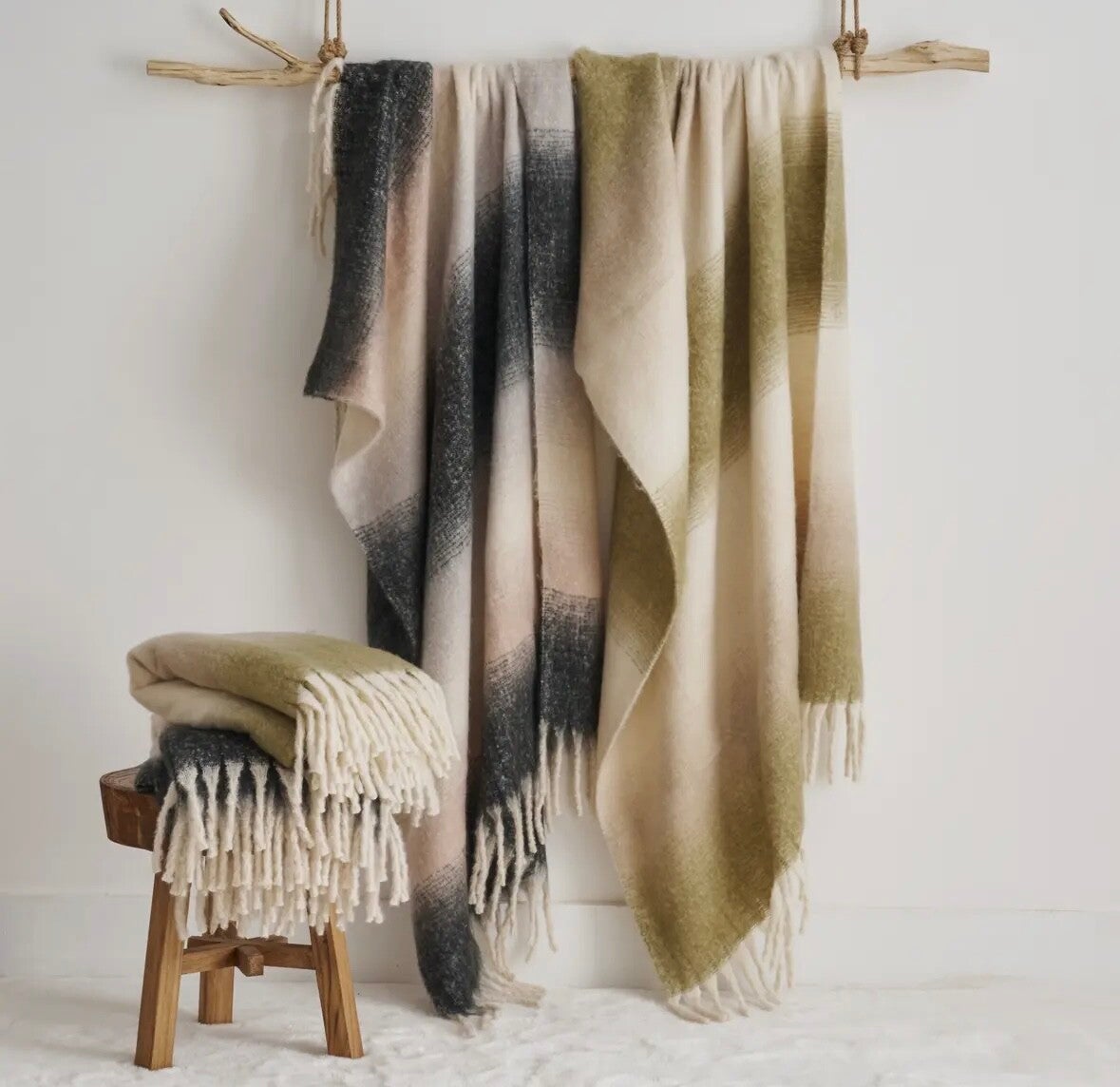 Ombré Faux Mohair Throw
