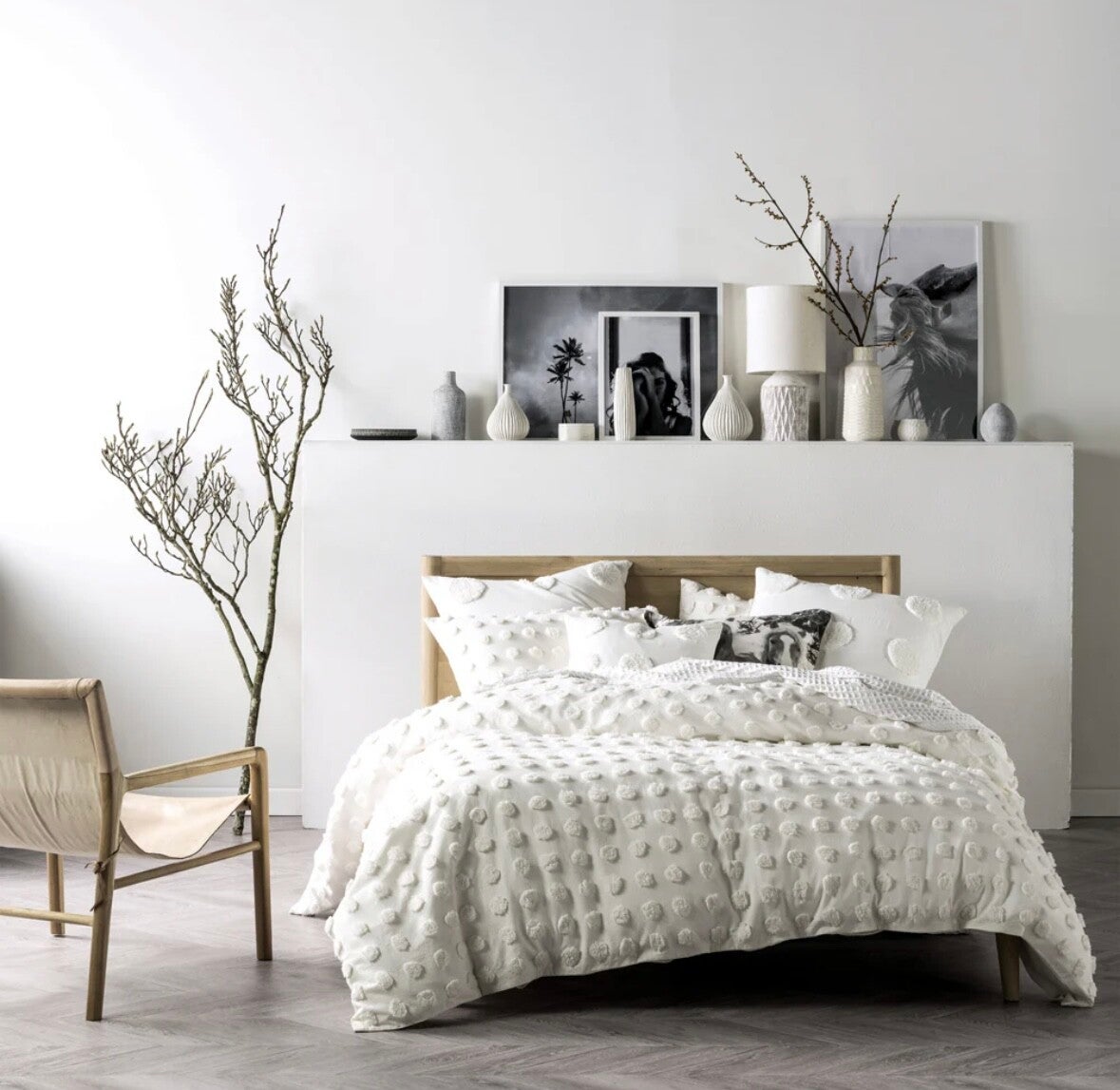 Haze Tufted 100% Cotton Duvet Cover Set White