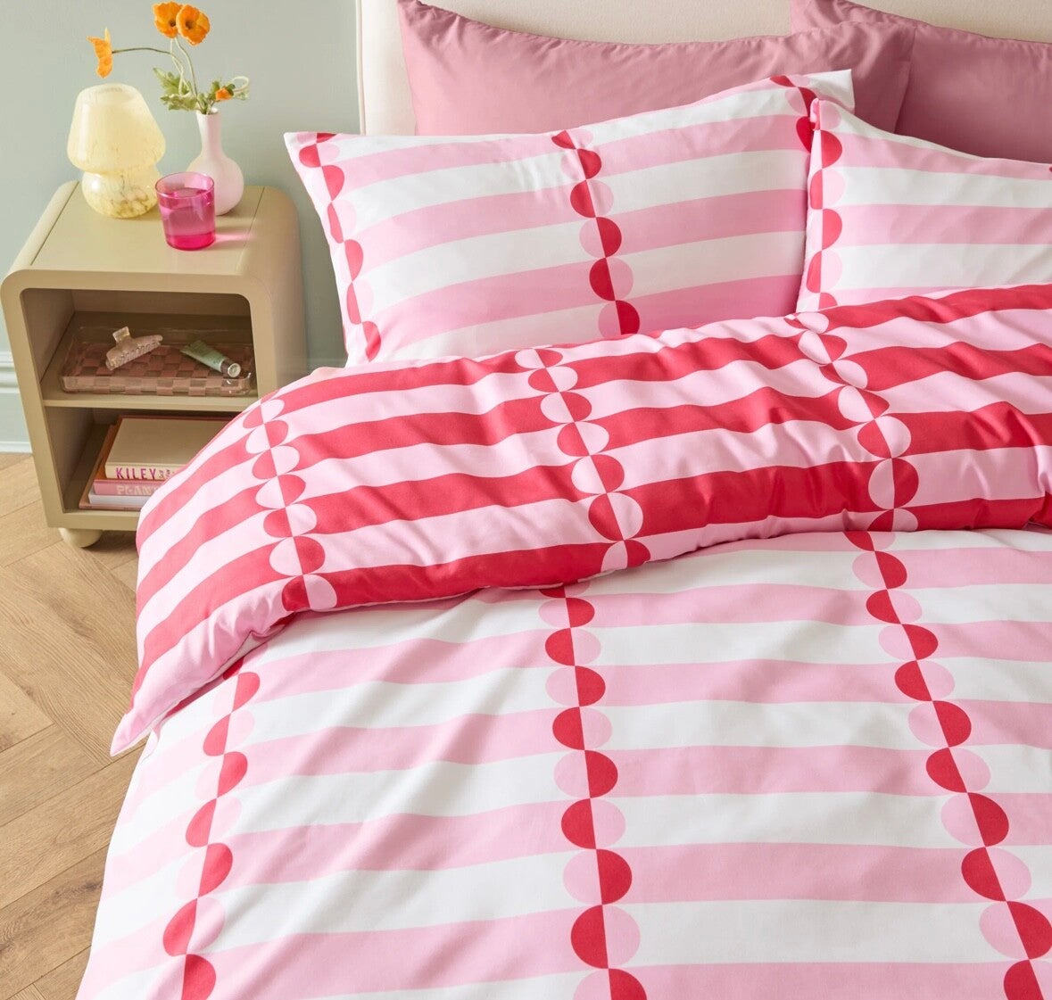 Lottie Reversible Soft Touch Duvet Cover Set Red/Pink