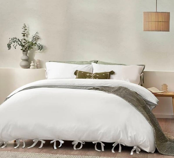 Mallow Bow Tie Duvet Cover Set- Warm White
