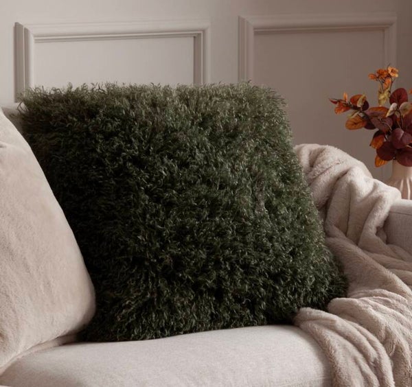 Rowan Faux Fur Cushion Khaki