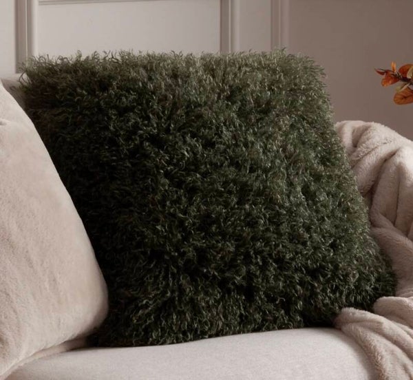Rowan Faux Fur Cushion Khaki