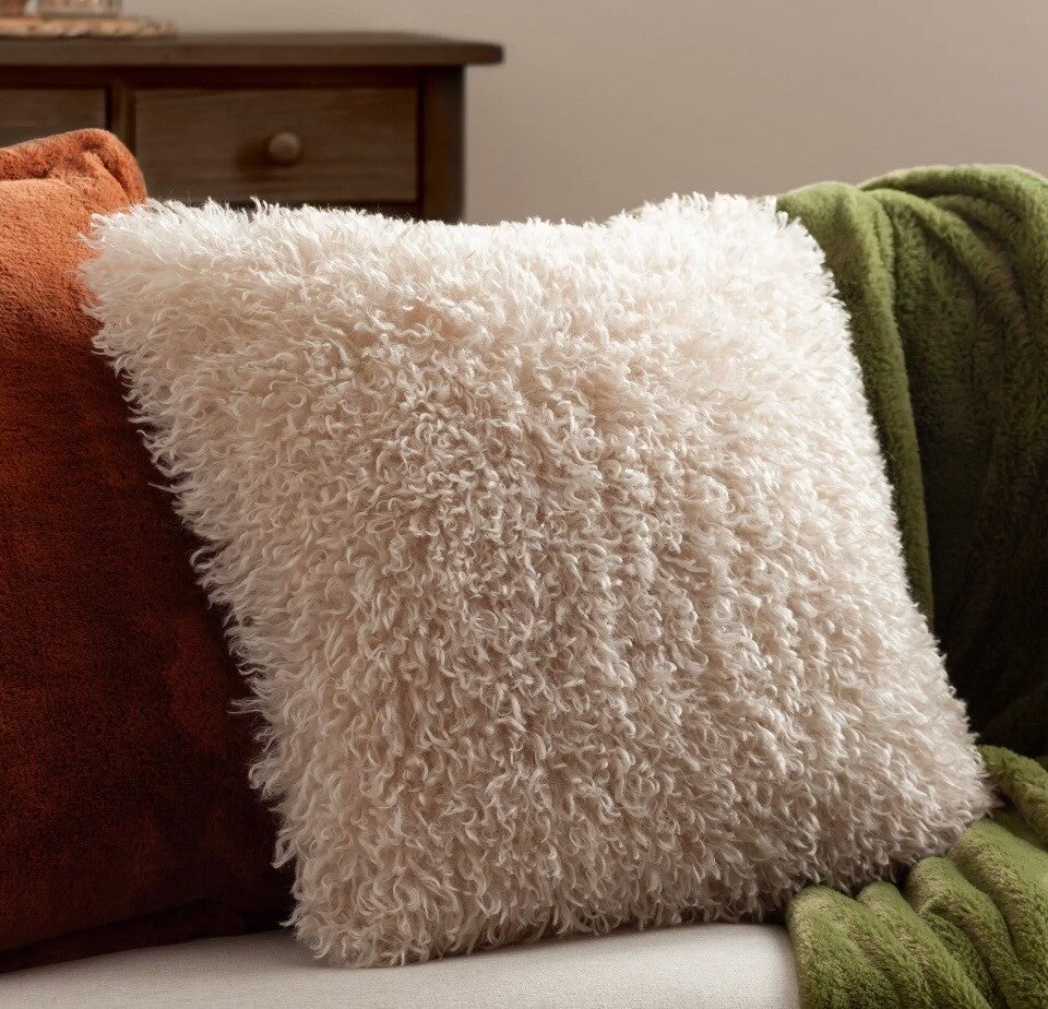 Rowan Faux Fur Cushion Natural
