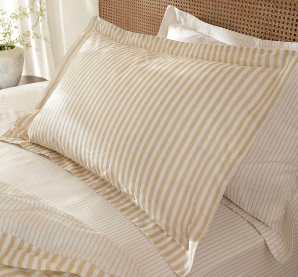 Hebden Stripe 100% Cotton Pillowcase Pair Honey Yellow