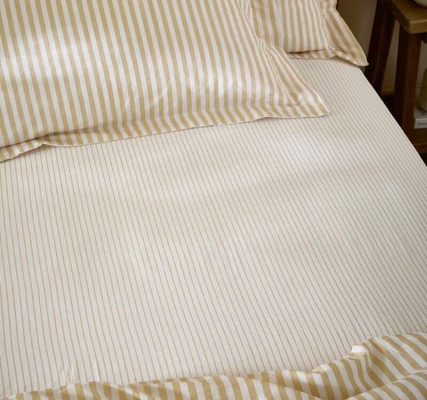 Hebden 100% Cotton Narrow Stripe Fitted Bed Sheet Honey Yellow