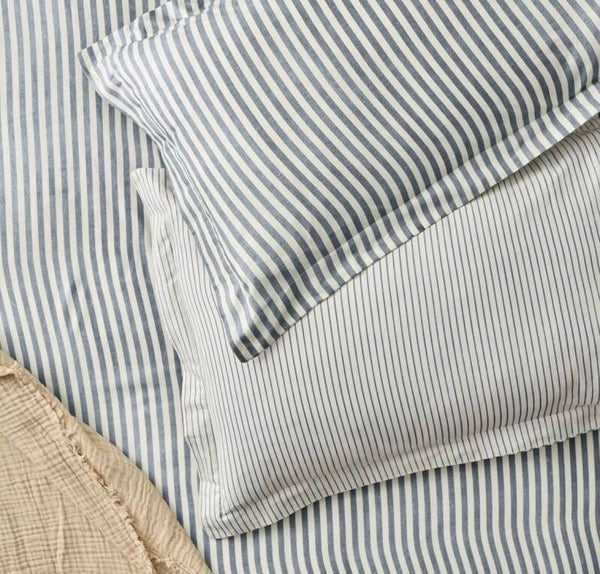 Hebden Stripe 100% Cotton Pillowcase Pair Navy