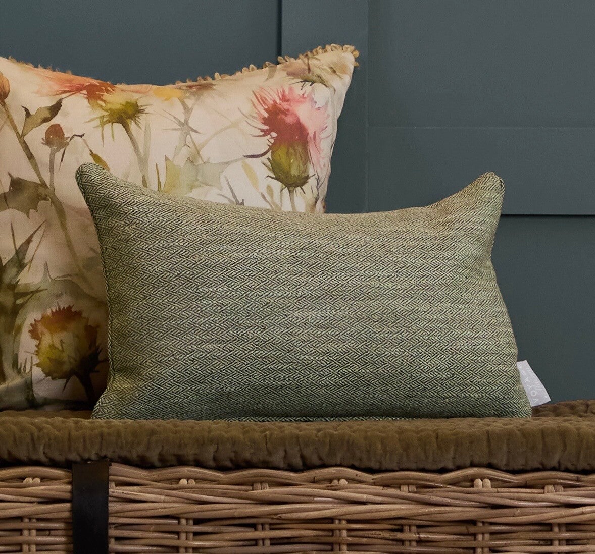 Jedburgh Textured Woven Rectangular Cushion Sage