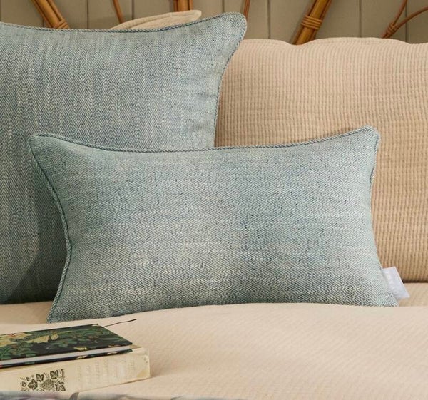 Jedburgh Textured Woven Rectangular Cushion Teal