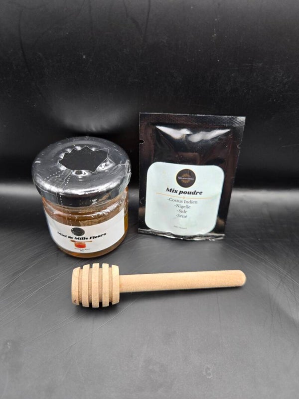Ensemble miel et poudres naturel coranise