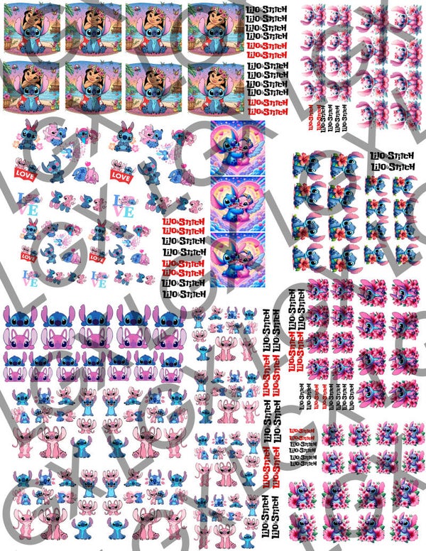 Stitch and Angle water slides (Clear backing)