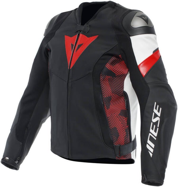 Veste En Cuir Avro 5 noir-lava rouge-blanc