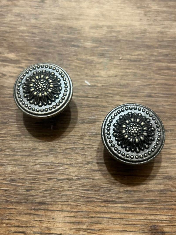 Kastknop antiek koper rond