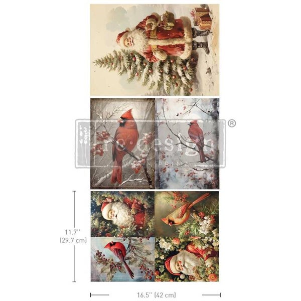 Re Design Decoupage - 3x A3 Festive Cardinal