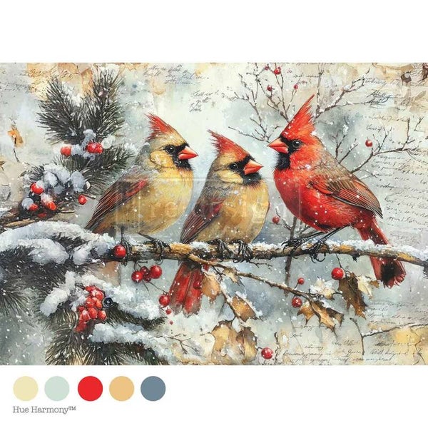 Re design decoupage A4 - Christmas Cardinals