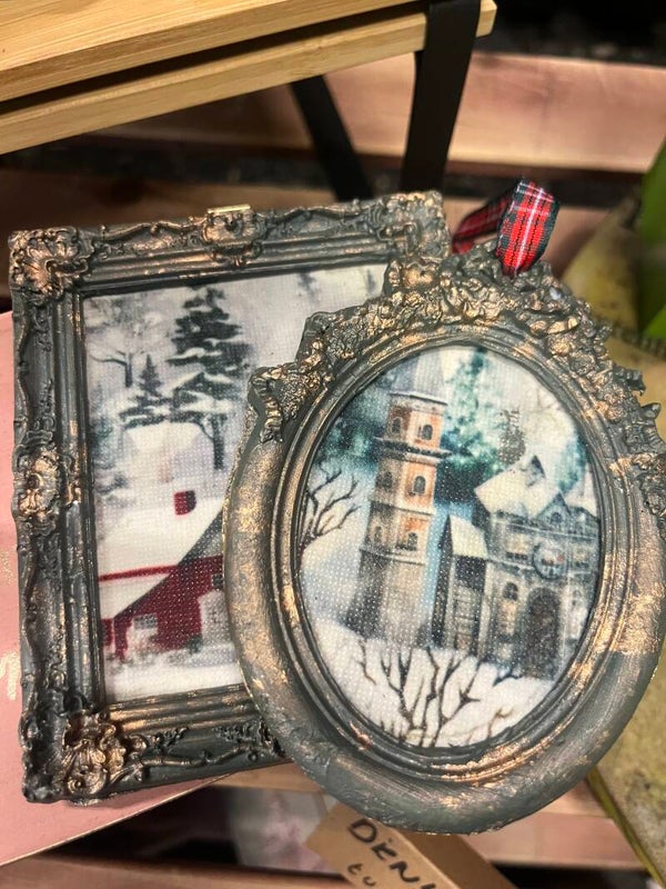 Duo huisjes ornamenten groen