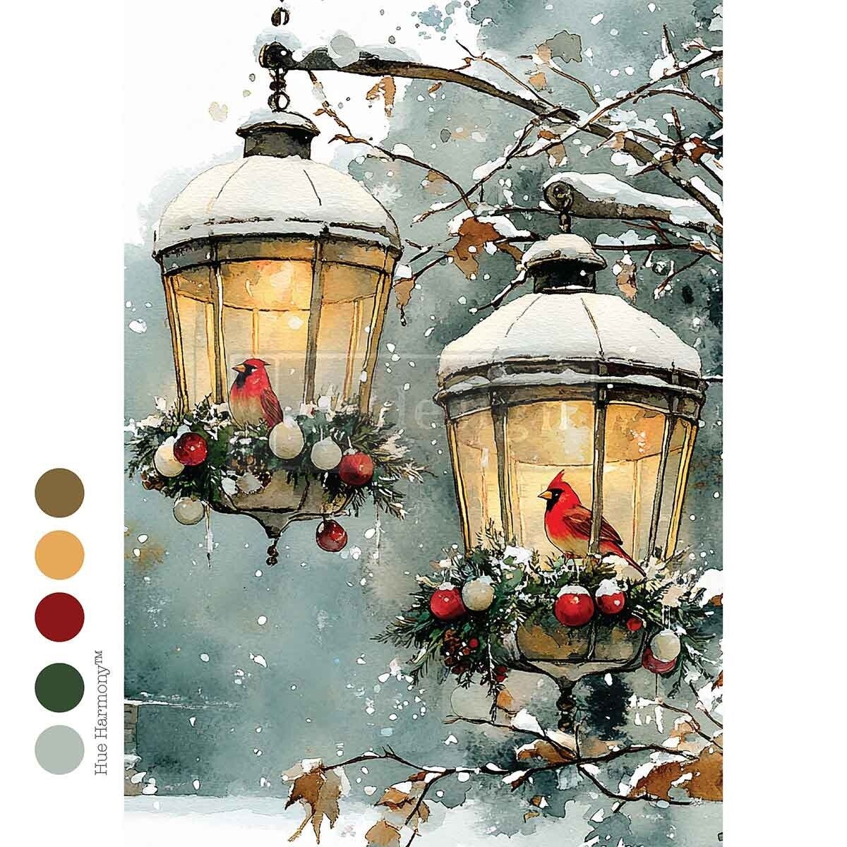 Re design decoupage A4 - Cardinal Christmas