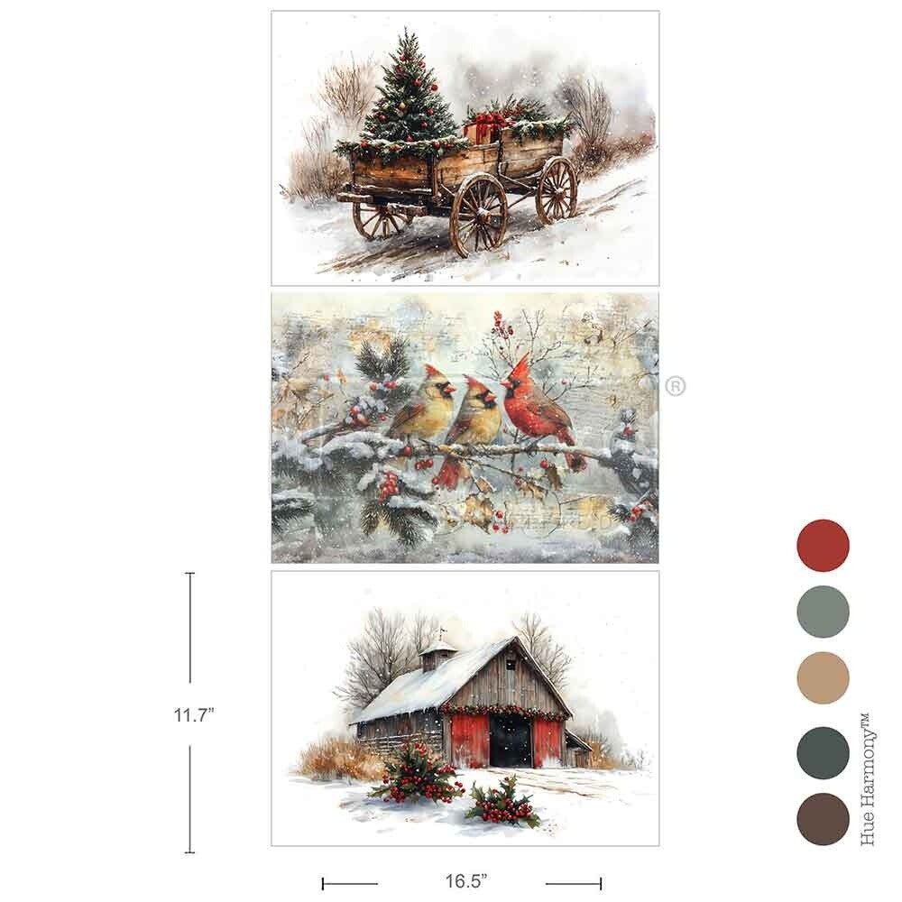 Re Design Decoupage - 3x A3 Christmas in the countryside
