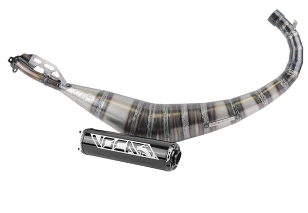 POT 50 A BOITE VOCA ROOKIE POUR MINARELLI 50 AM6, BETA 50 RR/RIEJU 50 RS3, RS2, RS1, MRT, SMX, RMX, RR/PEUGEOT 50 XPS, XP6/MBK 50 X-POWER, X-LIMIT/YAMAHA 50 TZR, DTR (PASSAGE BAS -SILENCIEUX ALU NOIR SUR MOTO PAS CHER