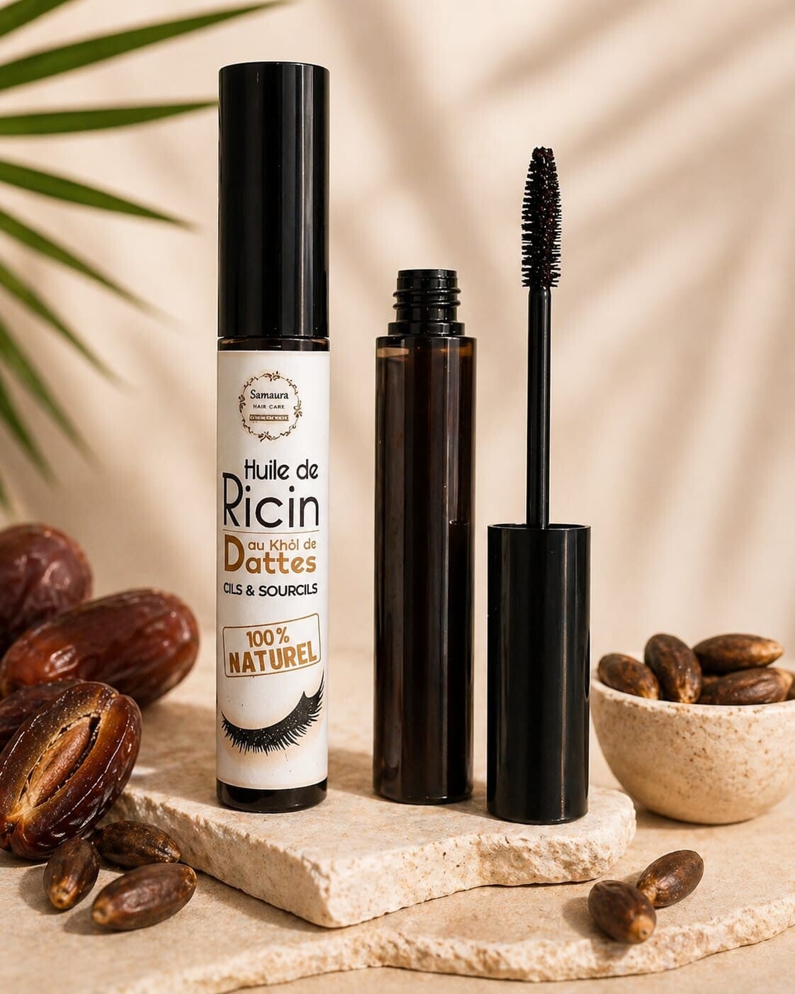 Mascara pour cils & sourcils à l'huile de ricin & noyau de datte