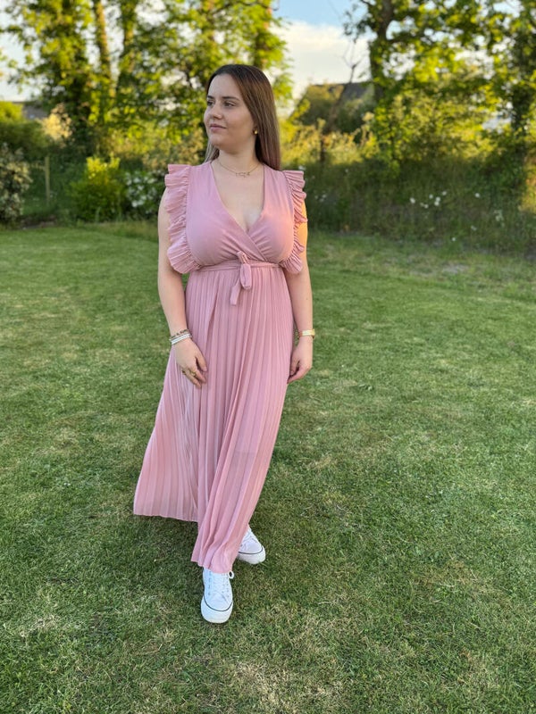 Robe plissée rose