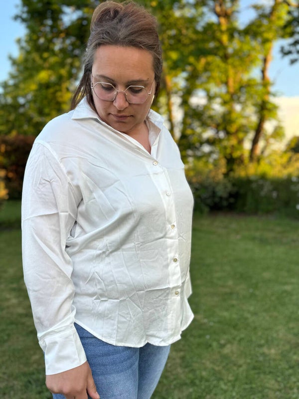 Chemise uni satiné blanche