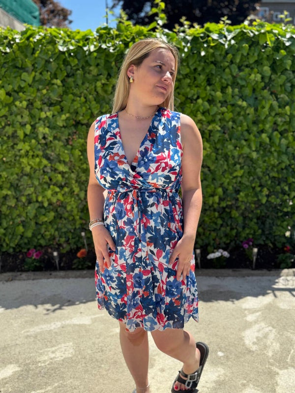 Robe fleurie douceur bleue